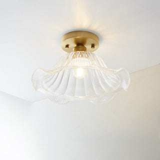 Glass Ceiling Light - Semi Flush Mount Copper Frame Mini Ceiling Lamp