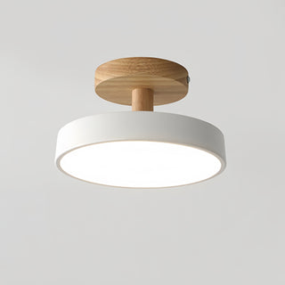 Colorful Flush Mount Light - Round Ceiling Light with Wood & Iron Design