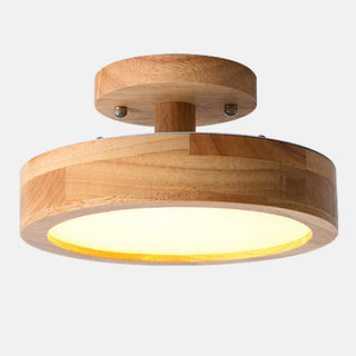 Wood Flush Mount Light – Contemporary Round LED Ceiling Lamp With Sleek Finish