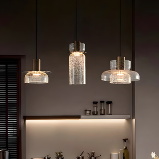 Suspension moderne en verre – Lampe suspendue à double tête avec design texturé