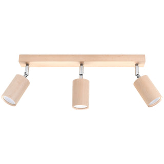 Plafonnier en Bois Naturel – Plafonnier Scandinave à 3 Spots par Lumavera
