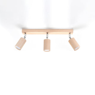 Plafonnier en Bois Naturel – Plafonnier Scandinave à 3 Spots par Lumavera