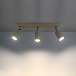 Plafonnier en Bois Naturel – Plafonnier Scandinave à 3 Spots par Lumavera