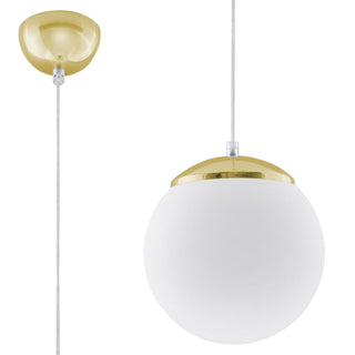 Suspension Globe en verre – Suspension en verre blanc avec finition or pour l'éclairage de salon