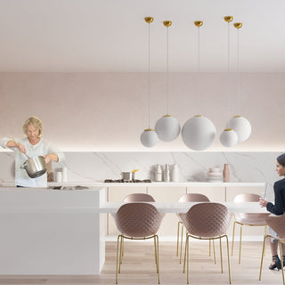 Suspension Globe en verre – Suspension en verre blanc avec finition or pour l'éclairage de salon