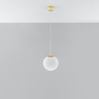 Suspension Globe en verre – Suspension en verre blanc avec finition or pour l'éclairage de salon