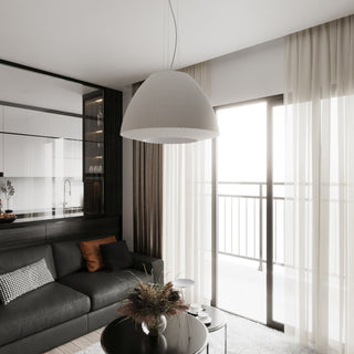Lustre en tissu blanc – Lampe en tissu plissé | Éclairage moderne pour salon