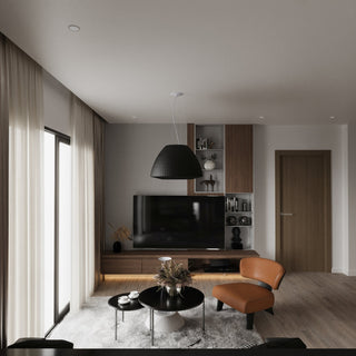 Lustre en tissu noir – Lampe plissée moderne en tissu pour l'éclairage du salon