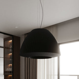 Lustre en tissu noir – Lampe plissée moderne en tissu pour l'éclairage du salon