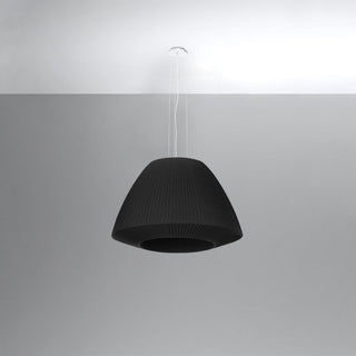 Lustre en tissu noir – Lampe plissée moderne en tissu pour l'éclairage du salon