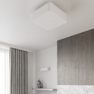 Plafonnier en tissu blanc – Luminaire carré de salon à luminosité réglable
