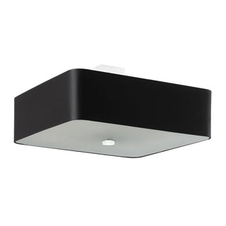Plafonnier en tissu blanc – Luminaire carré moderne avec abat-jour en tissu pour salon