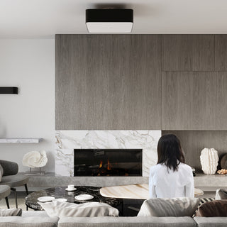 Plafonnier en tissu blanc – Luminaire carré moderne avec abat-jour en tissu pour salon