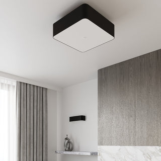 Plafonnier en tissu blanc – Luminaire carré moderne avec abat-jour en tissu pour salon