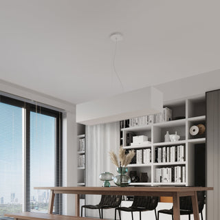 Lustre rectangulaire blanc – Éclairage de salon moderne | Suspension minimaliste