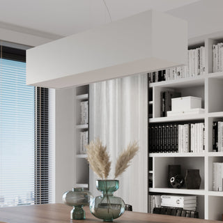 Lustre rectangulaire blanc – Éclairage de salon moderne | Suspension minimaliste