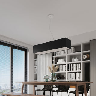 Lustre en tissu noir – Suspension rectangulaire minimaliste avec éclairage doux et diffus