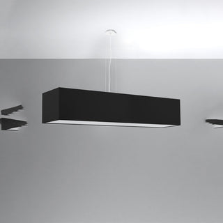Lustre en tissu noir – Suspension rectangulaire minimaliste avec éclairage doux et diffus