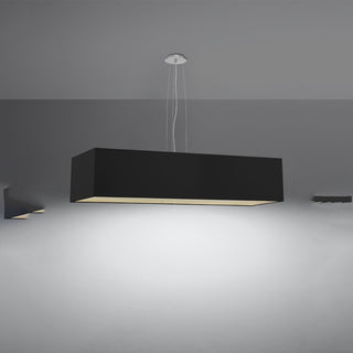Lustre en tissu noir – Suspension rectangulaire minimaliste avec éclairage doux et diffus
