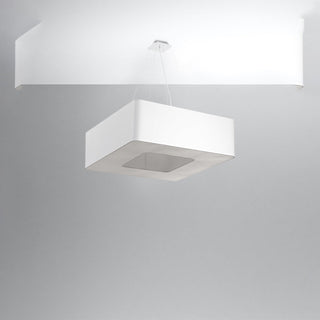 Lustre en tissu blanc – Plafonnier carré moderne avec éclairage ambiant doux