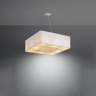 Lustre en tissu blanc – Plafonnier carré moderne avec éclairage ambiant doux