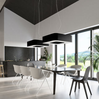Lustre Carré Noir – Suspension Minimaliste Moderne pour Éclairage de Salon