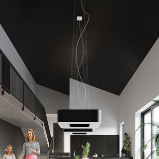 Lustre Carré Noir – Suspension Minimaliste Moderne pour Éclairage de Salon