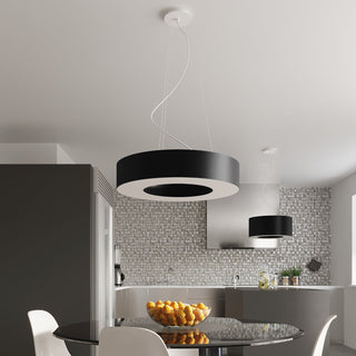Lustre noir minimaliste – Plafonnier rond moderne | Éclairage de salon