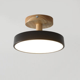 Wood iron colorful ceiling fixture, round flush mount lamp
