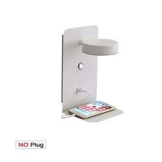 Modern LED wall light USB charger angle — warm glow