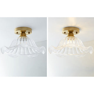 Glass Ceiling Light - Semi Flush Mount Copper Frame Mini Ceiling Lamp