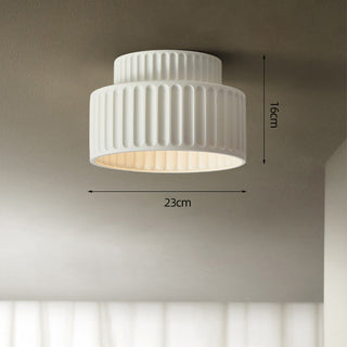 Vintage Drum Ceiling Lamp – Semi Flush Mount Light with Cream Drum Shade