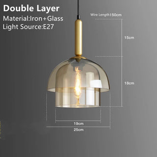 Suspension dôme en verre - Lampe dôme multicouche moderne pour îlot de cuisine