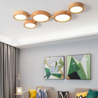 Retro Wood Ceiling Light - Multi Head Ceiling Light with Warm Ambient LED