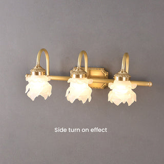 Gold brass glass bathroom vanity wall lamp — luxury sconce