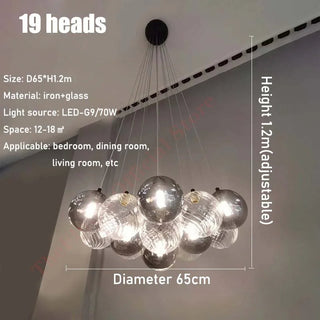 Modern glass bubble chandelier ambient — LED ball dining warm glow