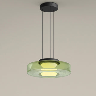 Contemporary pendant with glass shade and adjustable mount