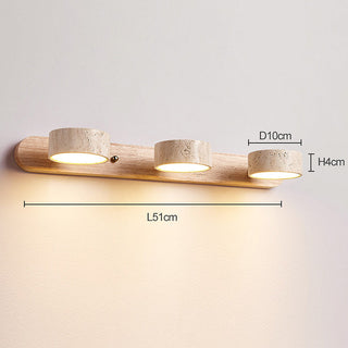 Wood rustic vanity wall sconce close-up — LED bathroom light