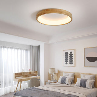 Retro circle ceiling fixture wood LED – geometric energy efficient