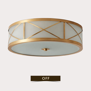 Drum brass ceiling fixture antique – glass geometric close-up