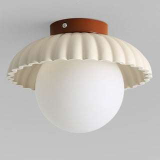E27 iron frame ceiling pendant – French creamy stained glass