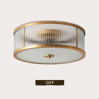 Vintage luxury drum ceiling light – brass glass installed