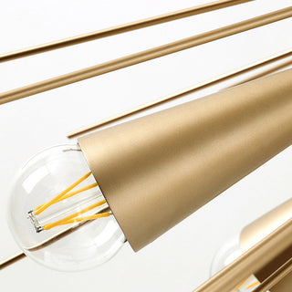 Large 10-bulb brass chandelier wide — mid-century modern ceiling