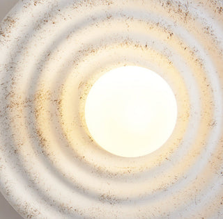 Industrial round glass resin wall lamp in living room — sconce