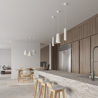 Suspension Céramique Blanche – Luminaire Géométrique Suspendu | Luminaire Sculptural Moderne