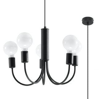 Minimalist Black Chandelier – Modern Ceiling Light | 5 Bulb Fixture by Lumavera