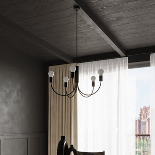 Minimalist Black Chandelier – Modern Ceiling Light | 5 Bulb Fixture by Lumavera