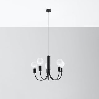 Minimalist Black Chandelier – Modern Ceiling Light | 5 Bulb Fixture by Lumavera