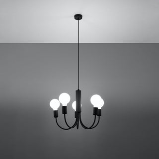 Minimalist Black Chandelier – Modern Ceiling Light | 5 Bulb Fixture by Lumavera