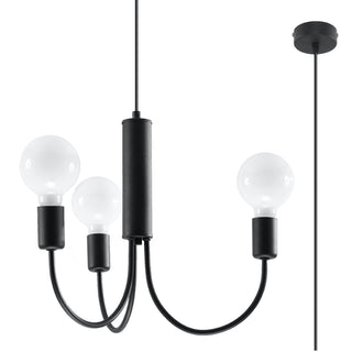 Lustre noir minimaliste – Suspension contemporaine à 3 ampoules pour salle à manger